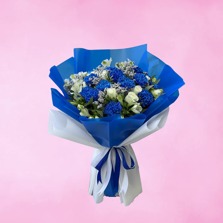 Blue Carnations Bouquet