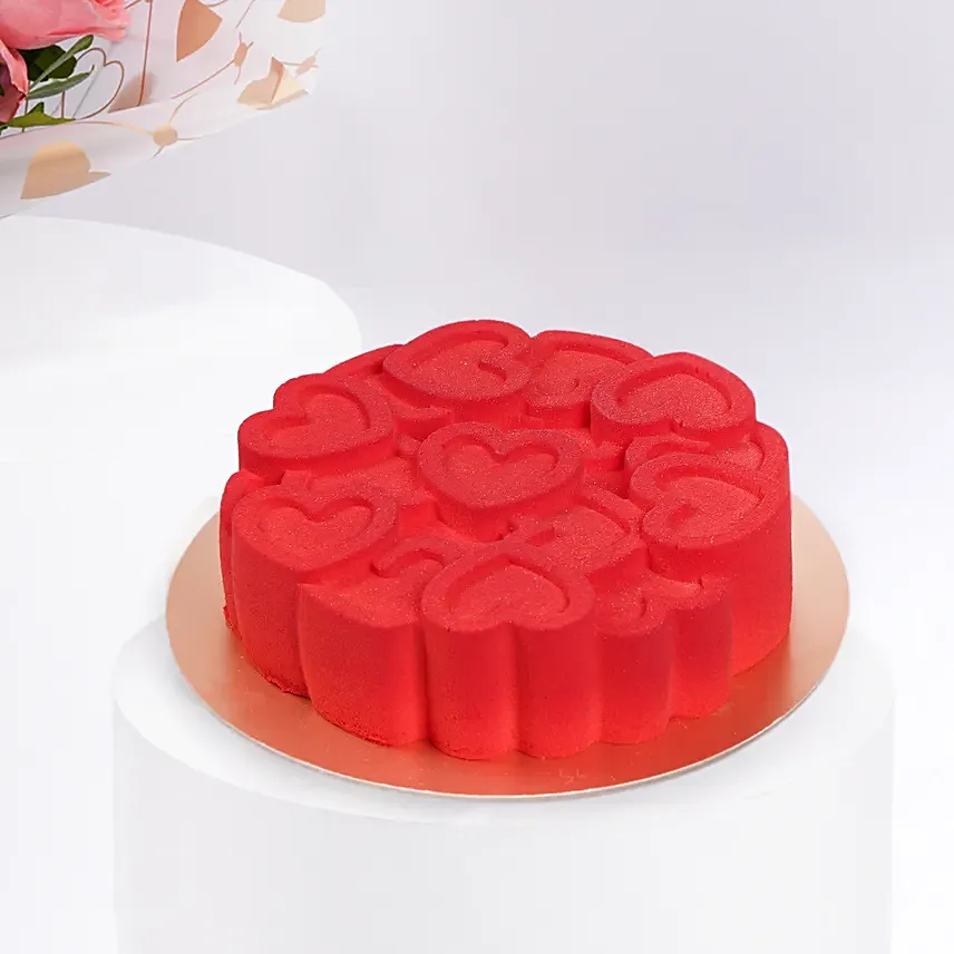 valentines-6-garden-roses-bouquet-with-red-velvet-cake_2