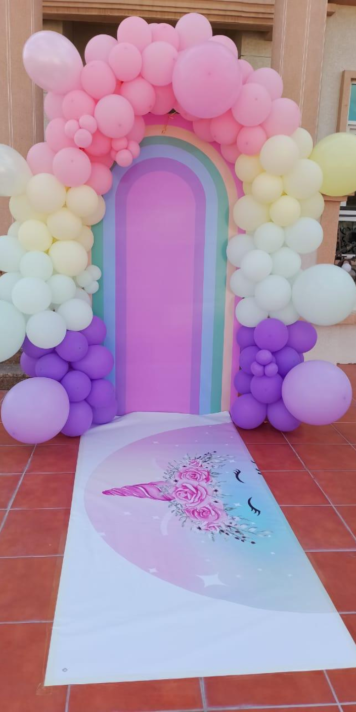 Vibrant balloon arch for birthday party in Business Bay, Dubai