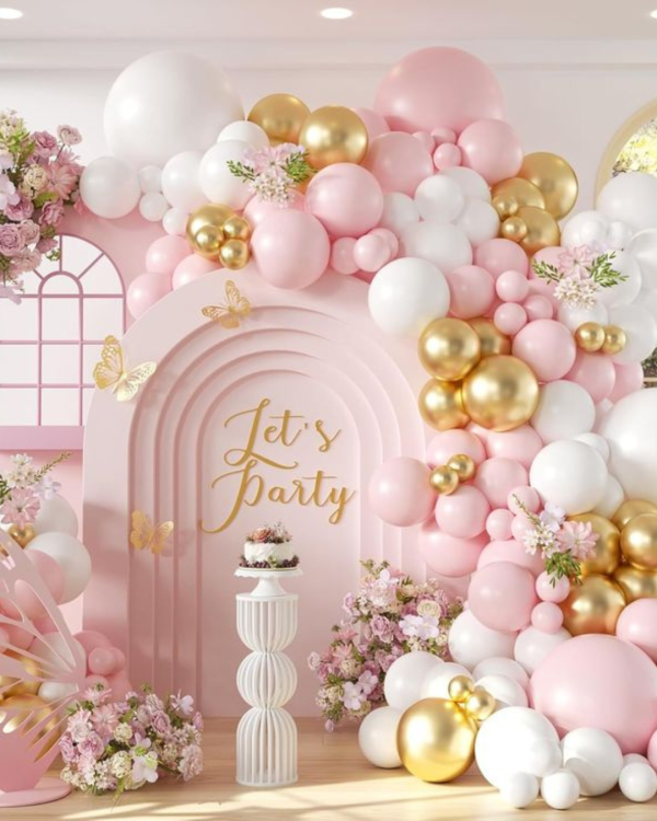 Birthday Decoration Pink and Gold Balloons