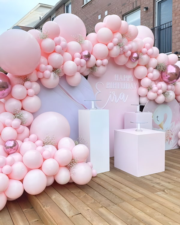 Organic Balloon Arch Pink Coloured