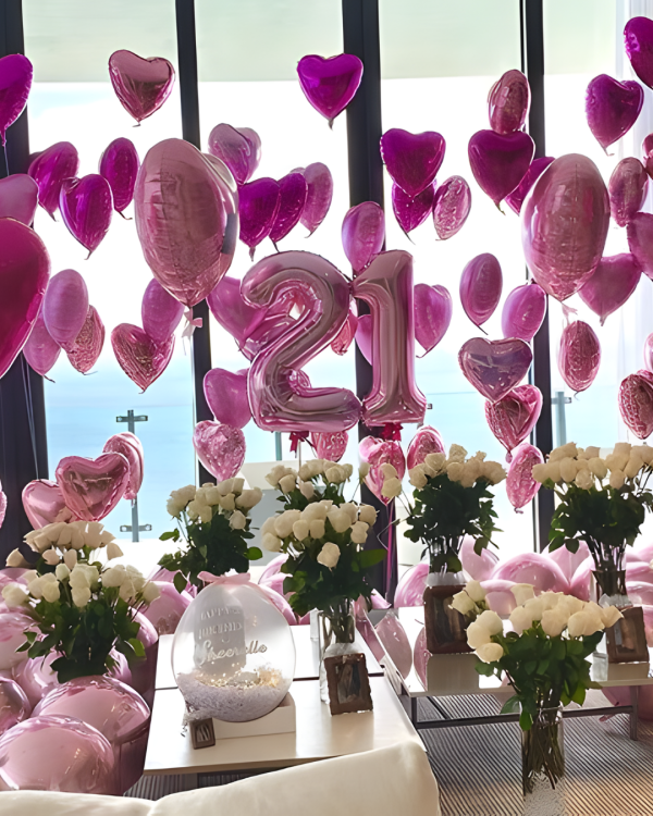Flowers and Balloon Grand Wishes Room Decoration