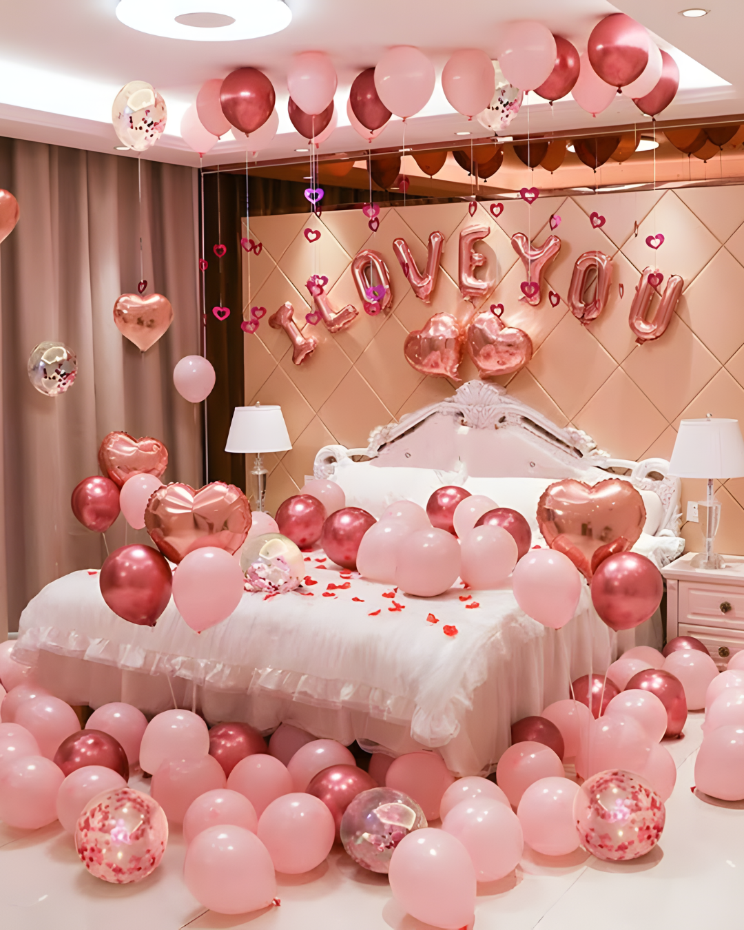 i love you bedroom balloons decor